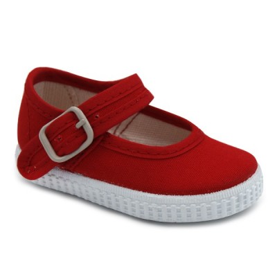 Buckle canvas mary jane HERMI AK414H Red