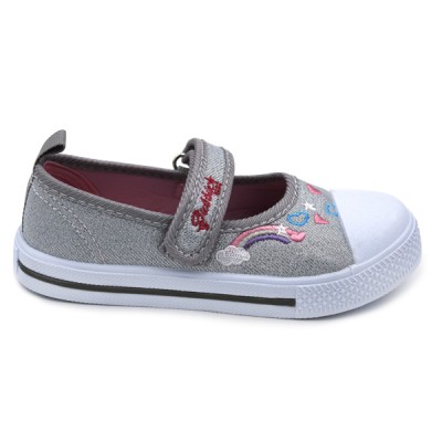 Girl canvas mary jane Bubble Kids 3657 silver