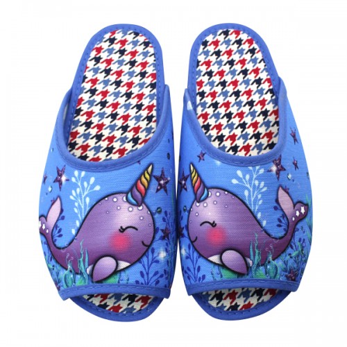 Girls whale slippers 6402 Blue