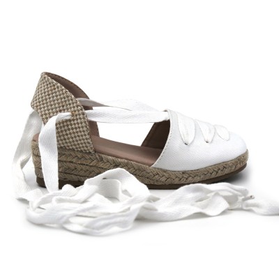 White espadrilles with straps BUBBLE KIDS 210 with wedge