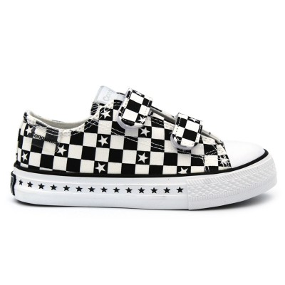 Checked canvas CONGUITOS 128323 Black and white