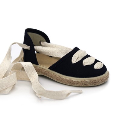 Navy espadrilles with laces HERMI 1006 for girls