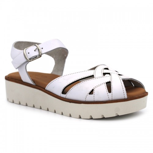Women leather sandals HERMI 39311 White