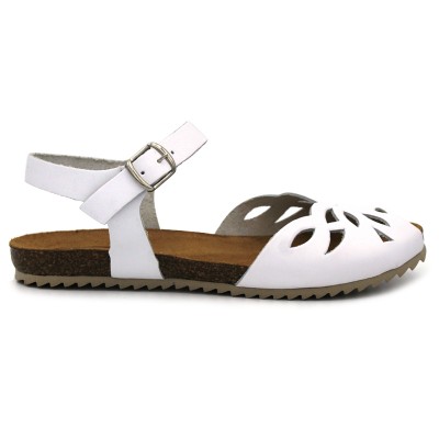 Women leather sandals HERMI 87550 White