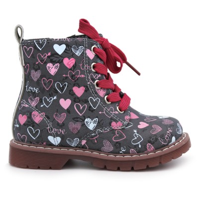 Girls boots hearts design BUBBLE KIDS 861, grey
