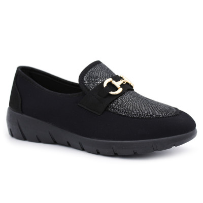 Black comfort shoes with buckle 224897 for women