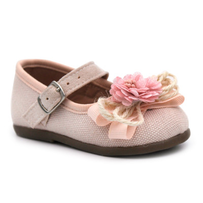 Girls flowers linen shoes BUBBLE KIDS C590 Pink