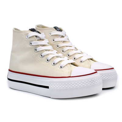 Zapatillas altas blancas plataforma B&W 527060 - Estilo Converse
