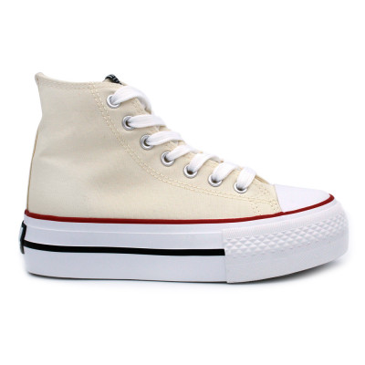 Zapatillas altas blancas plataforma B&W 527060 - Cordones