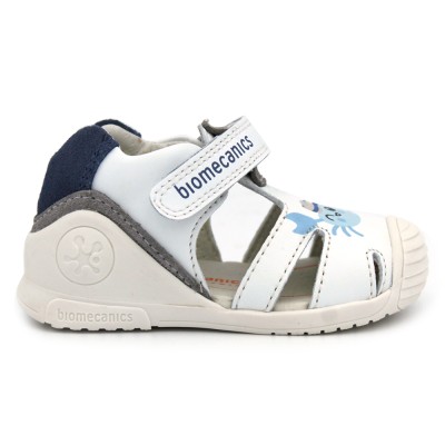 Boys white leather sandals BIOMECANICS 242123 - heel stabiliser