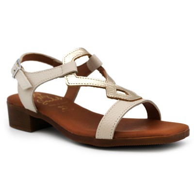 Women's block heel sandals Oh My Sandals 5345 - Beige/Gold