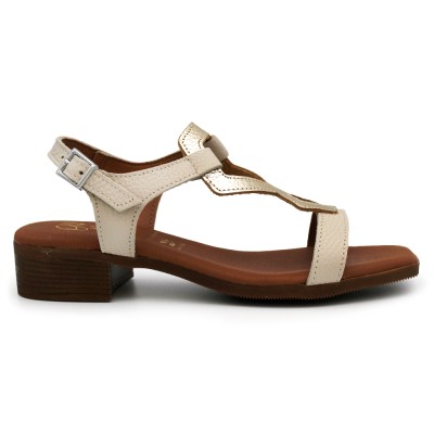 Women's block heel sandals Oh My Sandals 5345 - Beige/Gold