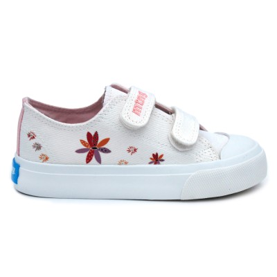 Zapatillas lona blanca flores MTNG 48929 - doble velcro