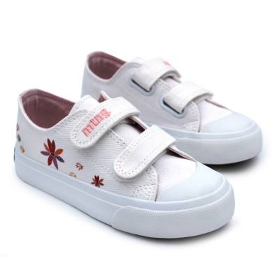 White flowers canvas shoes MTNG 48929 - Rubber toe