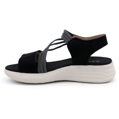 Elastic velcro sandals MYSOFT 24M362 - Black