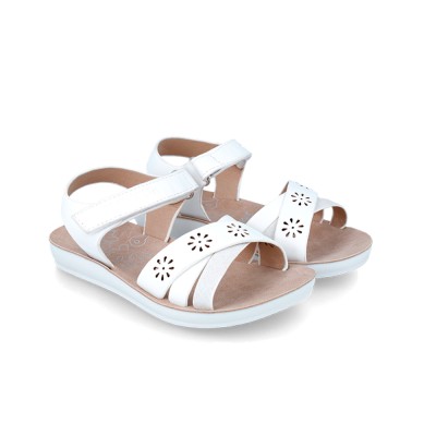 Girls metallic sandals GARVALIN 242441 - White