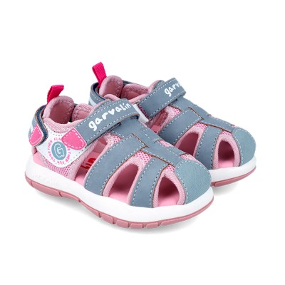 Two strap sport sandals GARVALIN 242815 - Grey/Pink