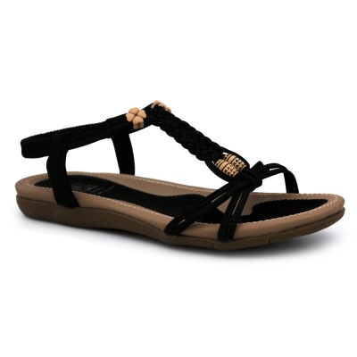 Elasticated strap flat sandal KISS KISS 2224 - Black